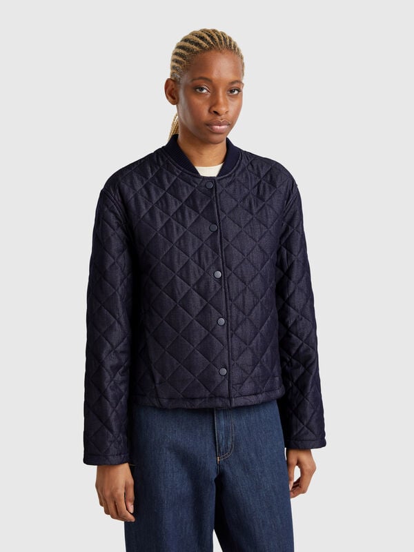 Casaco acolchoado efeito denim Mulher