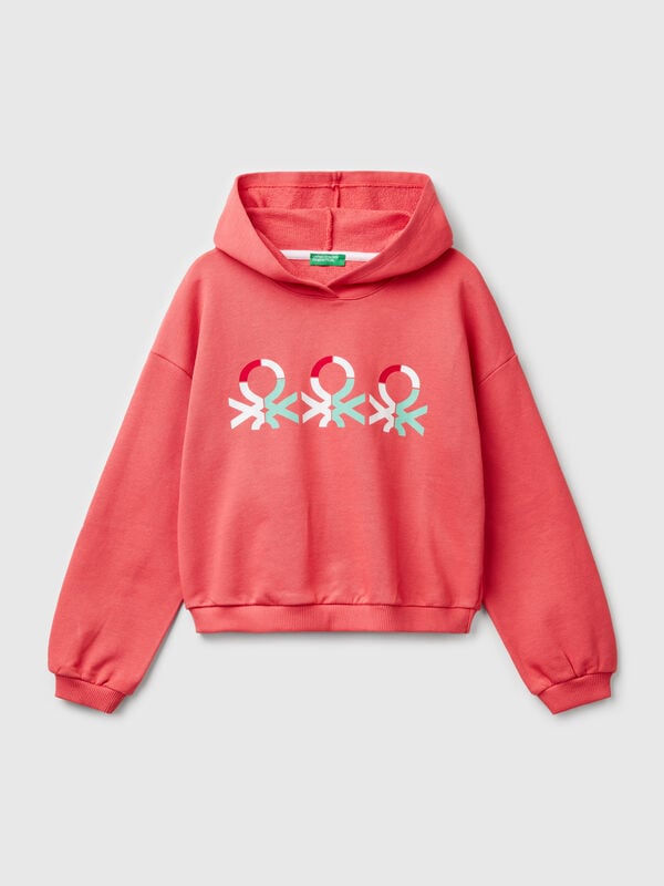 Sweat com estampa e capuz  Menina