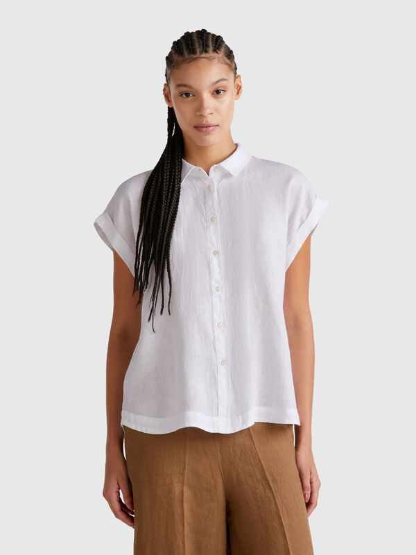 Camisa regular fit em linho puro Mulher