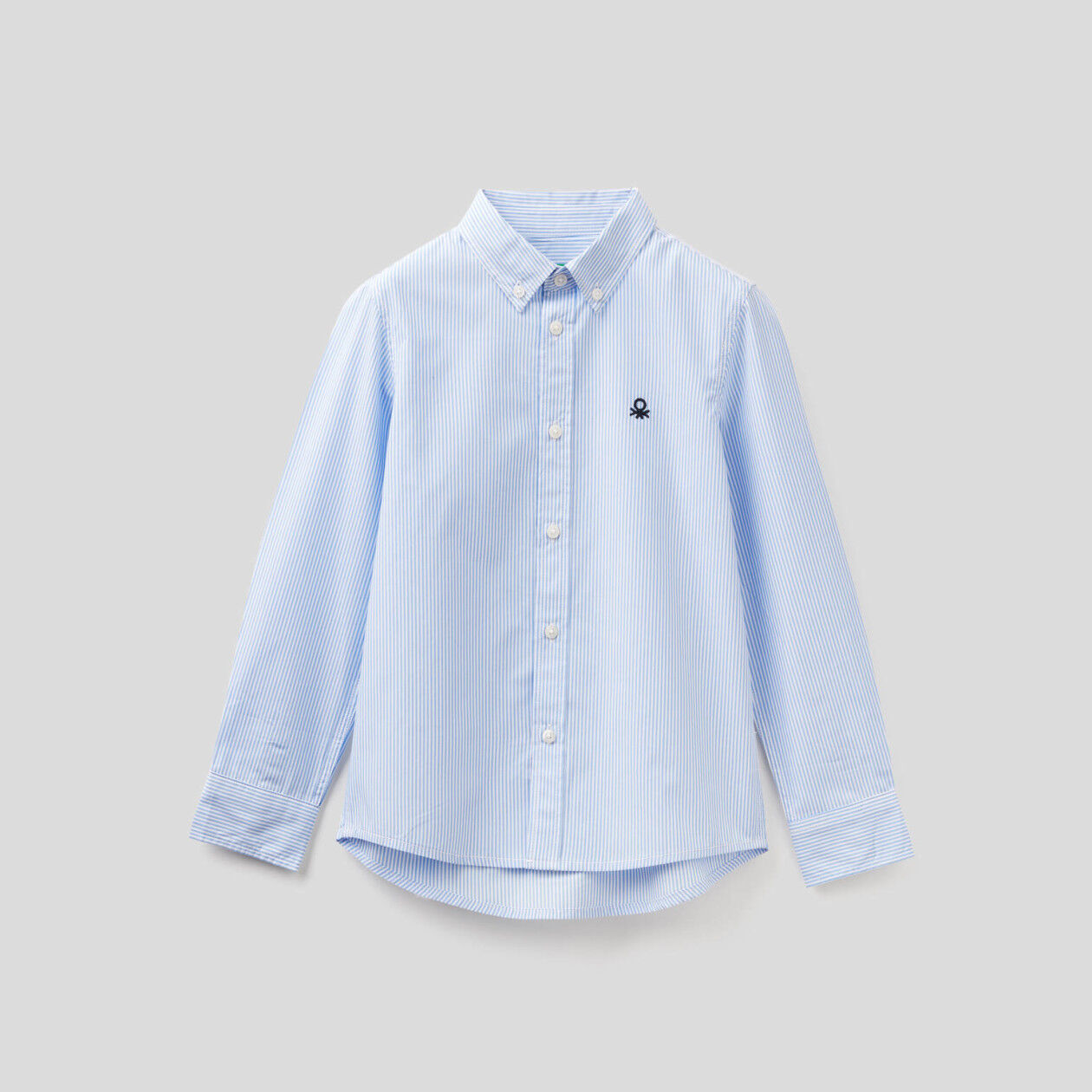 Camisa desportiva às riscas em algodão puro