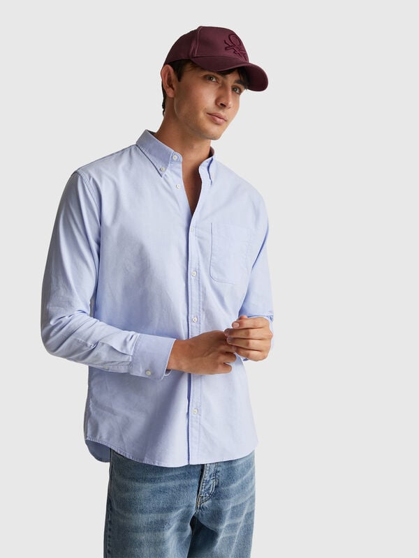 Camisa azul-claro regular fit button down Homem