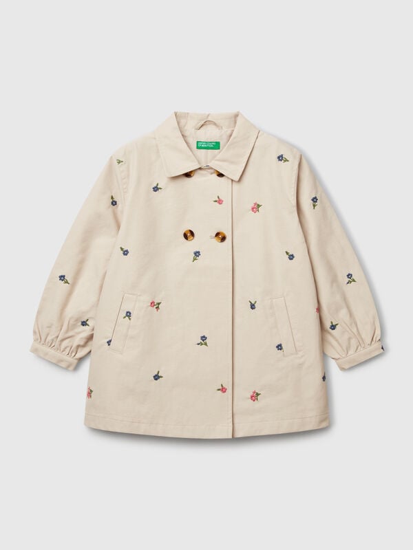 Trench coat trespassado com flores Menina