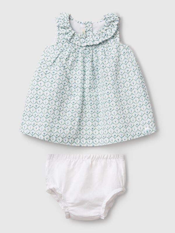 Vestido com folho no decote Recém-nascido