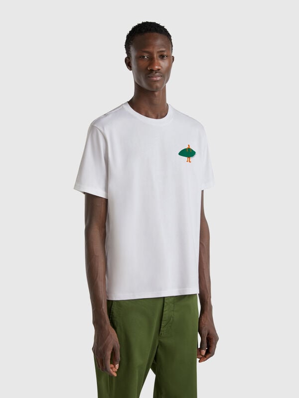 Camiseta com estampa de algodão orgânico Homem