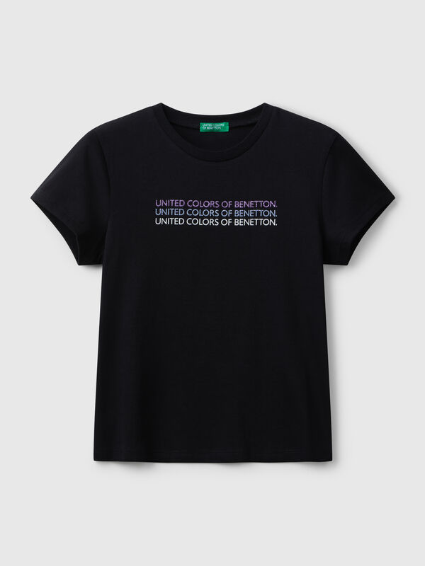 T-shirt com logótipo glitter Menina
