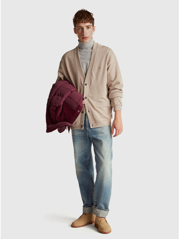 Cardigã em felpo relaxed fit Homem