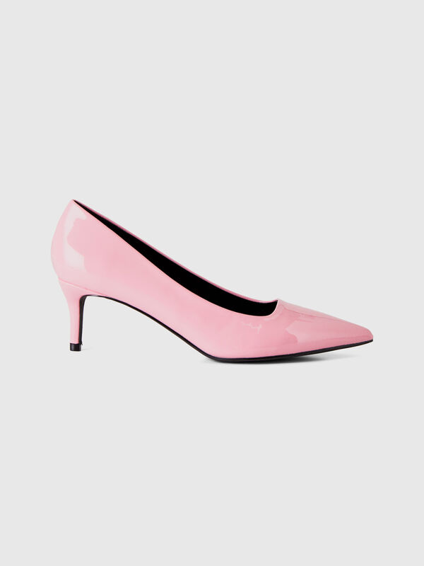 Sapatos decolleté rosa de salto em verniz Mulher