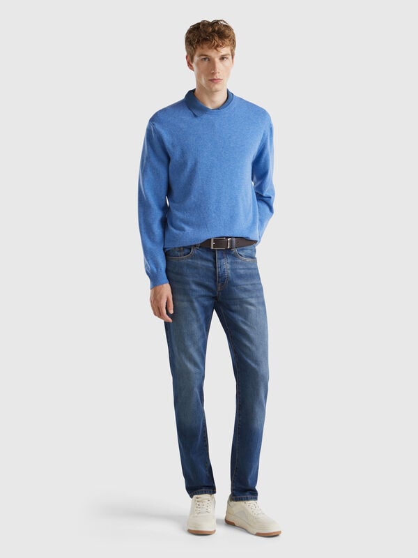 Jeans slim fit cinco bolsos Homem