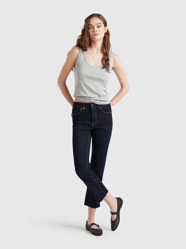 Jeans cropped em algodão  Mulher