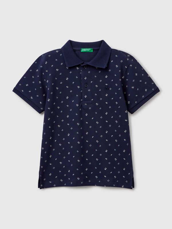 Polo micro estampado em puro algodão Menino