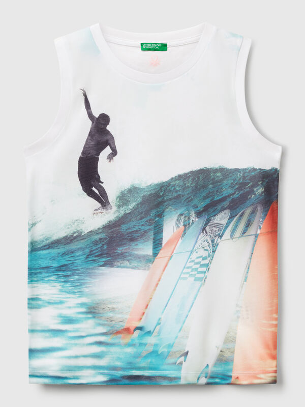 T-shirt sem mangas com estampa surf Menino