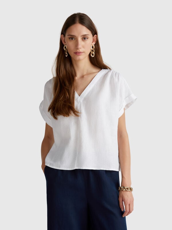 Blusa de linho puro Mulher