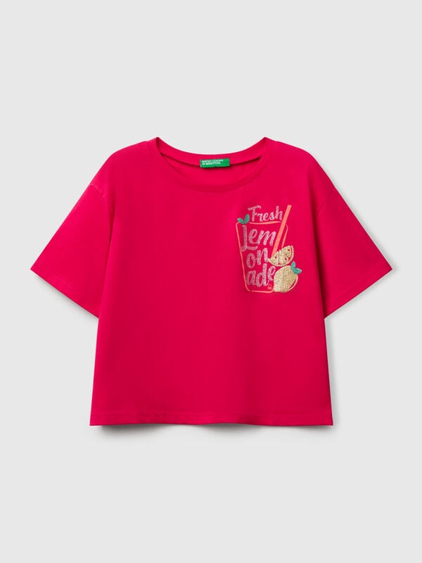T-shirt com estampa glitter Menina