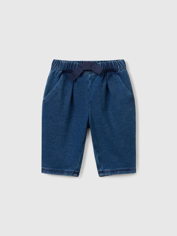 Calças com cordão de ajuste efeito denim Recém-nascido