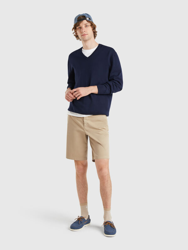 Bermudas chino em algodão stretch Homem