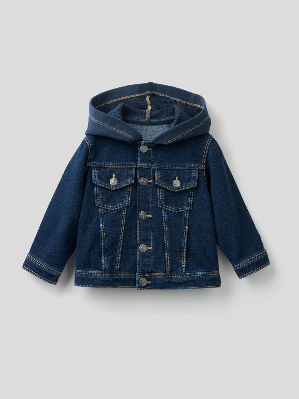 Blusão em felpo efeito denim image number 1