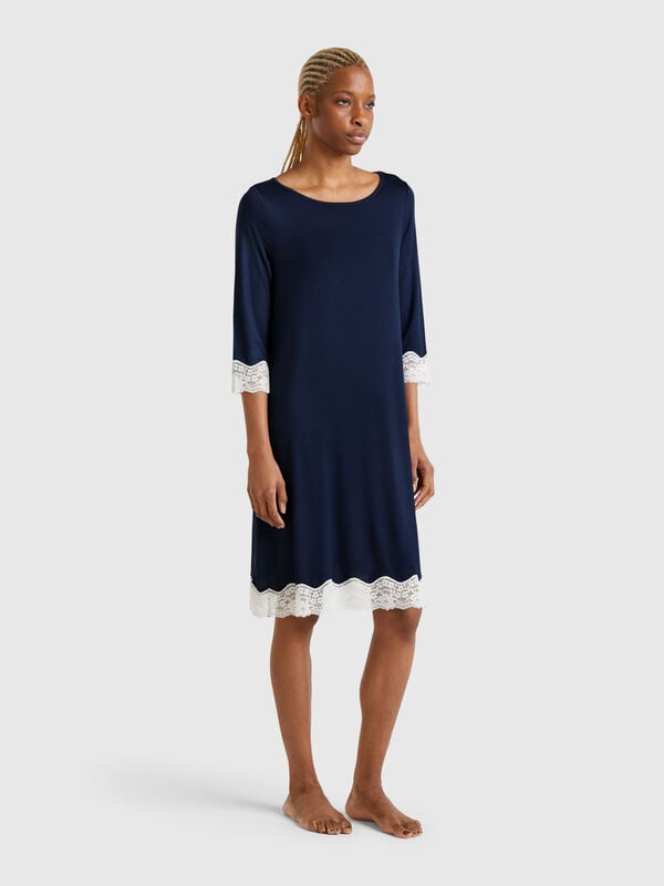 Camisa de noite com detalhes em renda Mulher