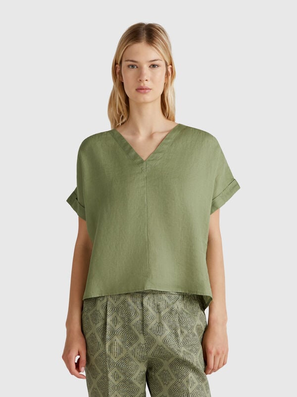 Blusa de linho puro Mulher