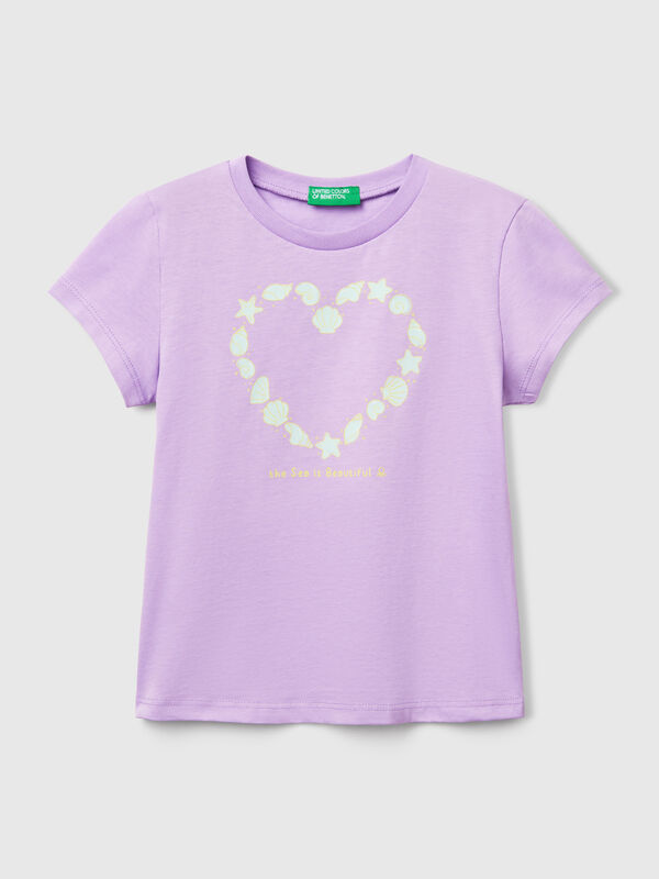T-shirt com estampa fluorescente Menina