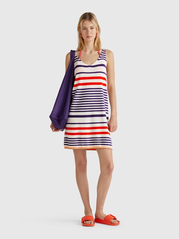 Vestido de malha listrado Mulher