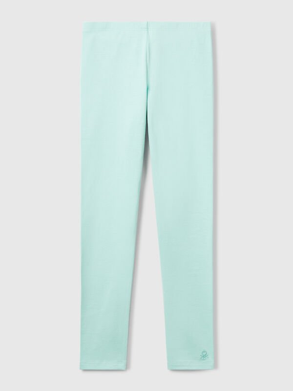 Leggings em algodão stretch com logótipo Menina