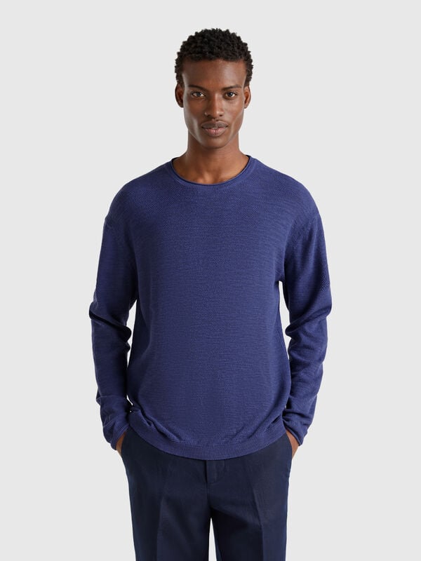 Camisola em mistura de linho e algodão Homem