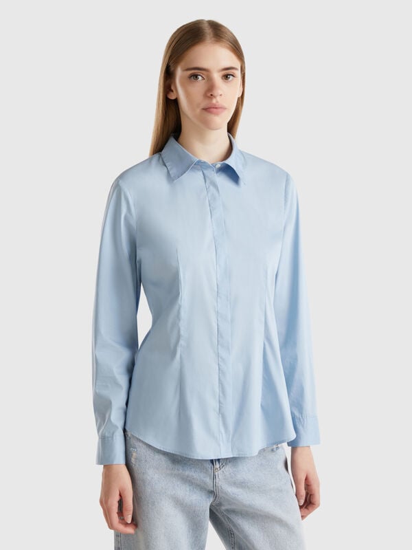 Camisa em algodão misto stretch Mulher