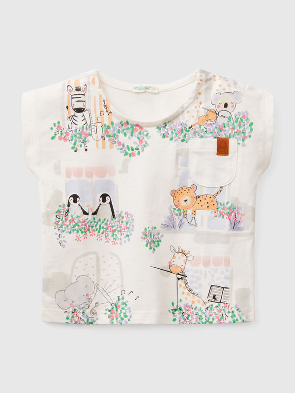 T-shirt boxy fit em algodão  Recém-nascido