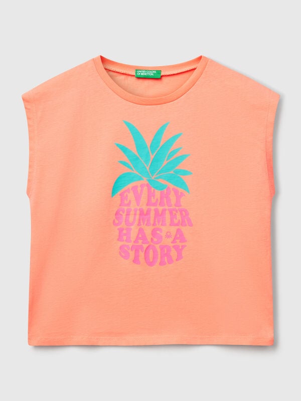 T-shirt com estampa fluorescente Menina