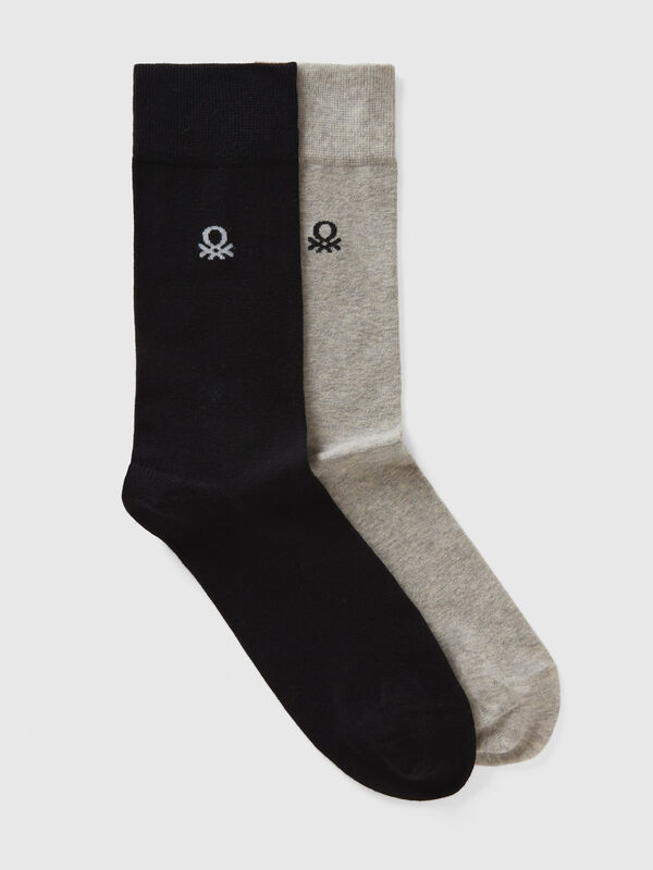 Dois pares de meias compridas em algodão orgânico com logótipo