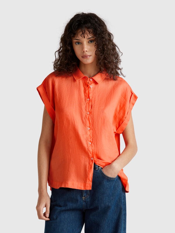 Camisa regular fit em linho puro Mulher