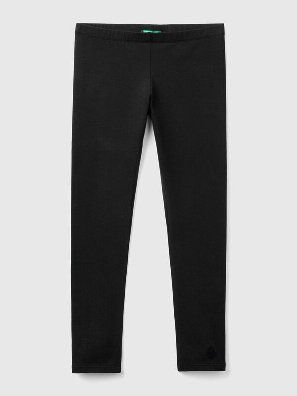 Leggings em algodão stretch com logótipo Menina