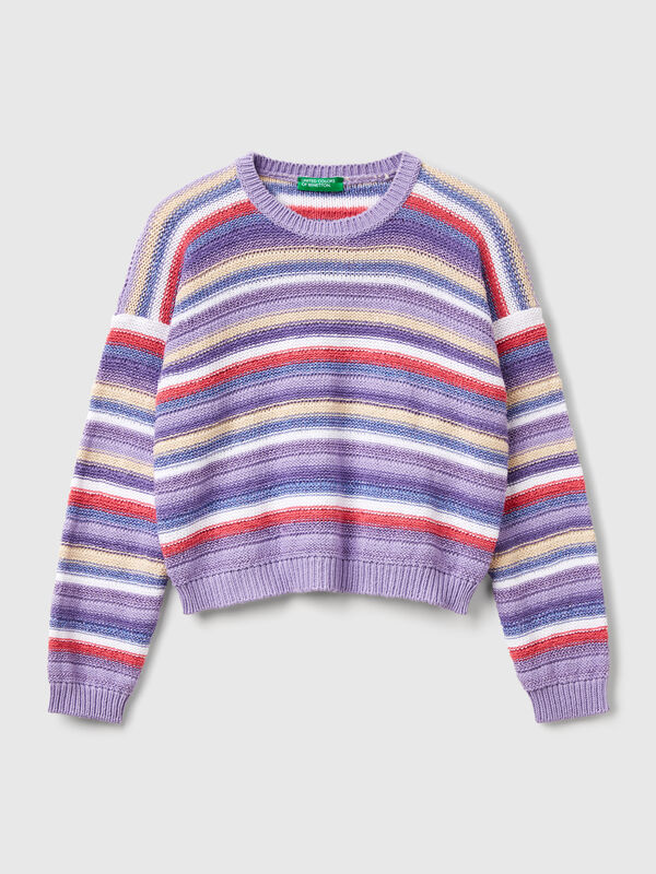 Camisola às riscas multicolor com lurex Menina