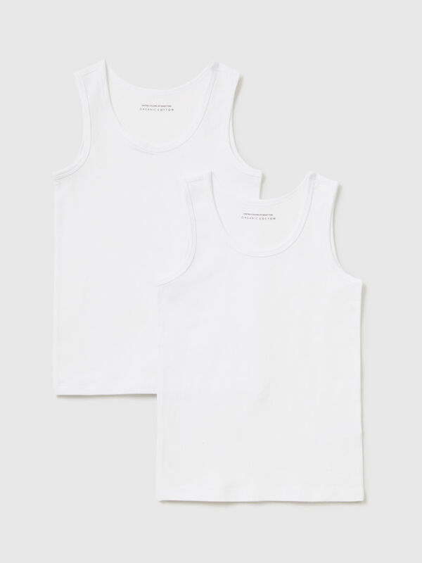 Duas t-shirts sem mangas em algodão orgânico stretch Menino