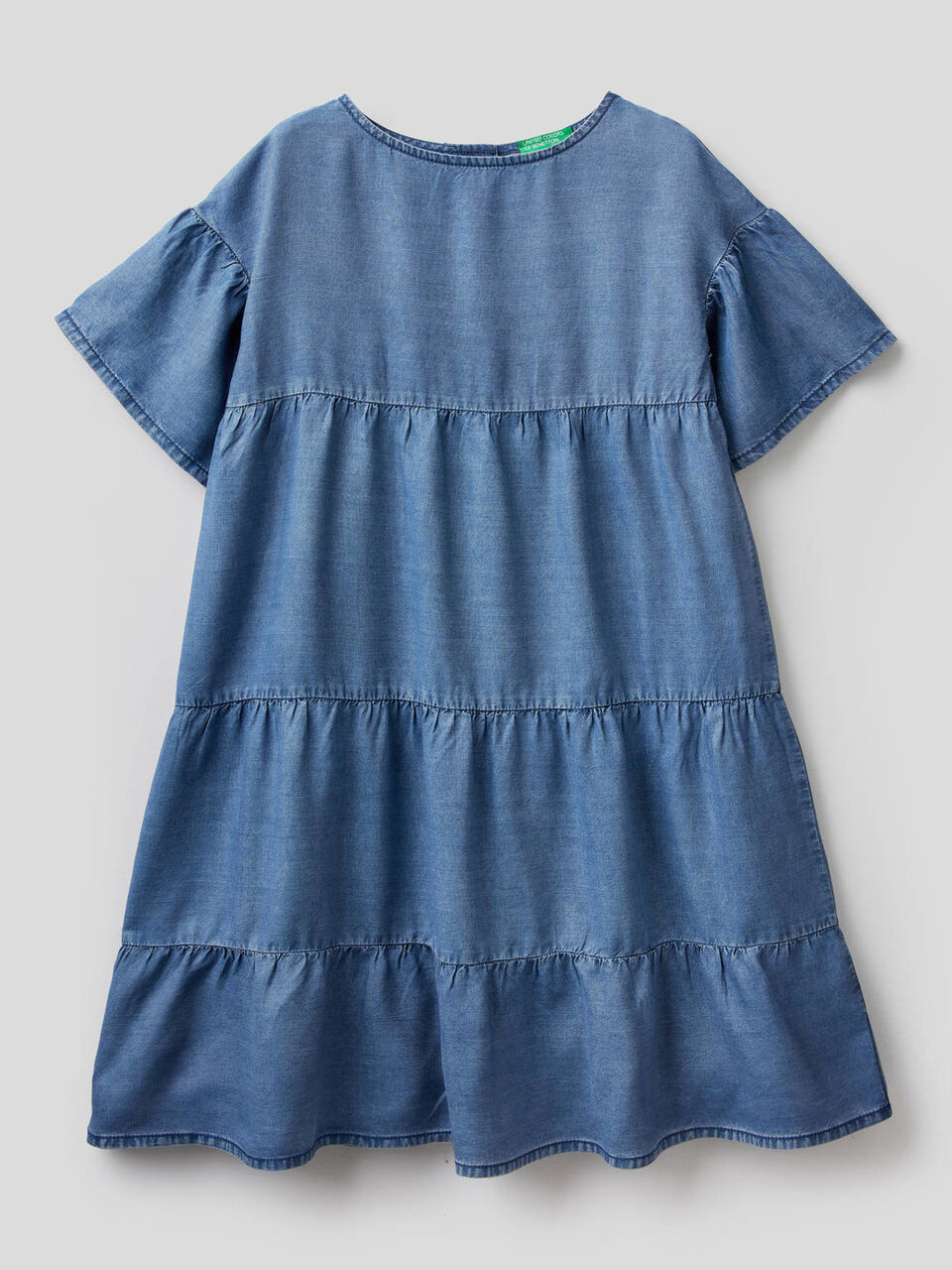 Vestido com folhos efeito denim image number null