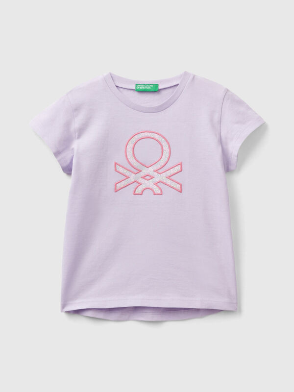 T-shirt com bordado logótipo em algodão orgânico Menina