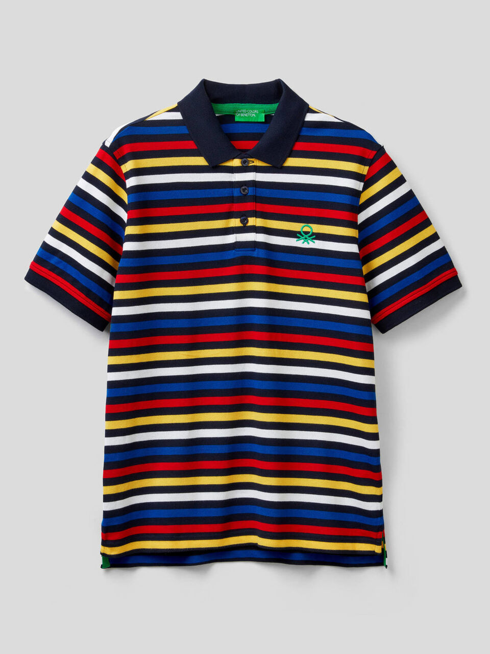 Polo às riscas em algodão stretch image number 1