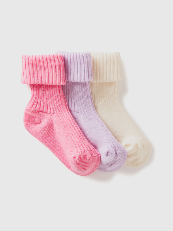 Set de meias compridas com dobra Recém-nascido