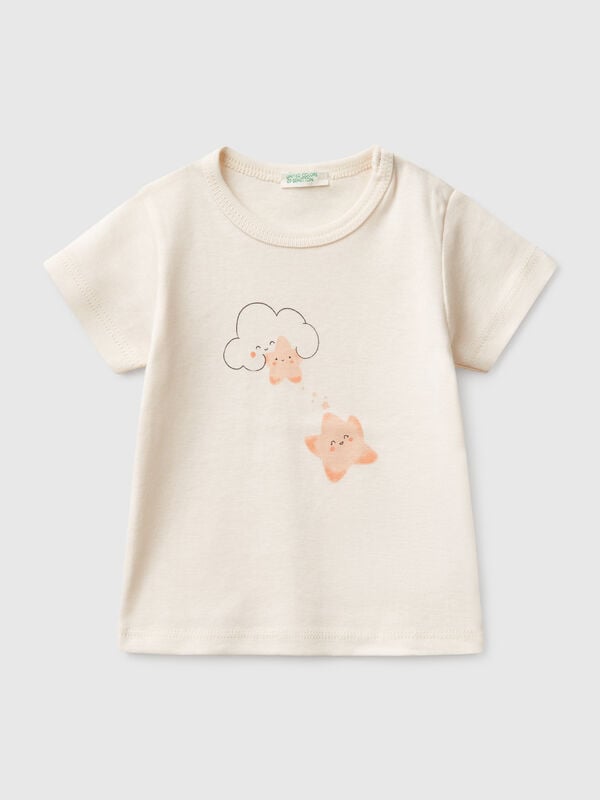 T-shirt de manga curta em algodão  Recém-nascido