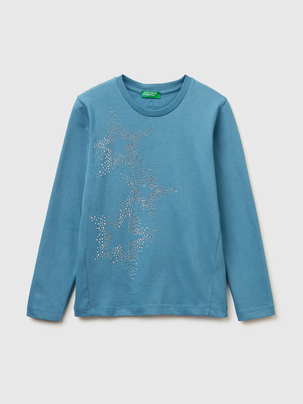 T-shirt com aplicação strass Menina