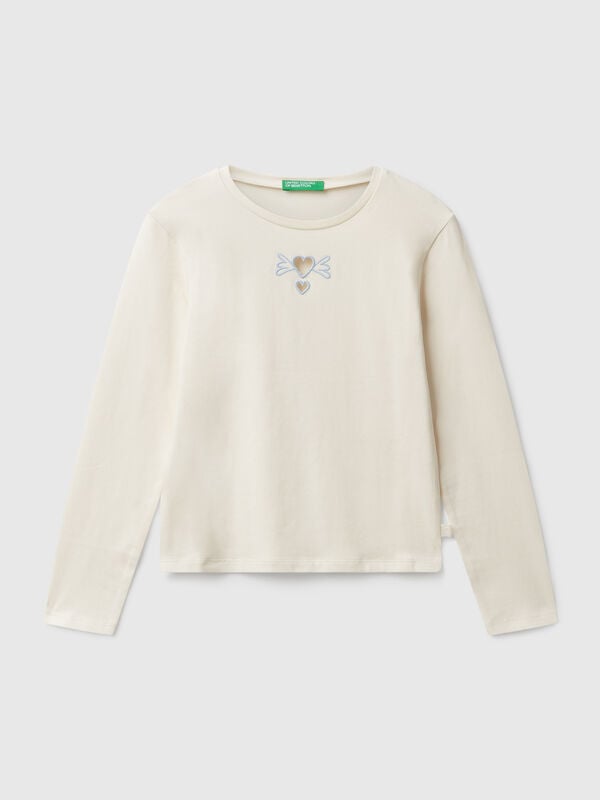 T-shirt com corações cut-out Menina