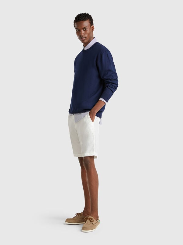 Bermudas em linho puro Homem