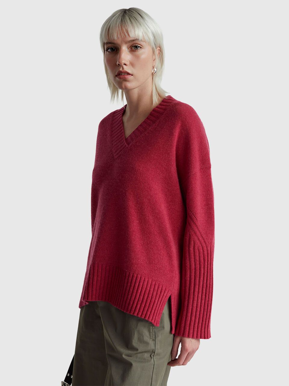 V NECK SWEATER L/S Mulher image number null