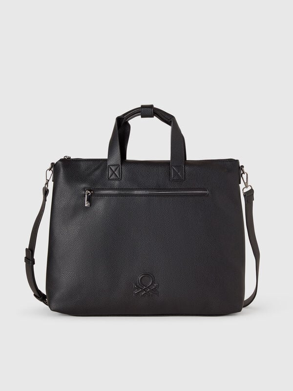 Bolsa Messenger em tecido efeito pele Homem