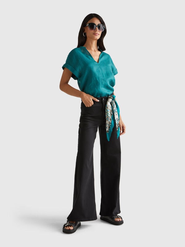 Blusa com decote em V Mulher
