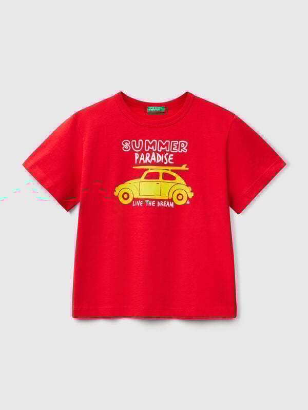 T-shirt com estampa fluorescente Menino