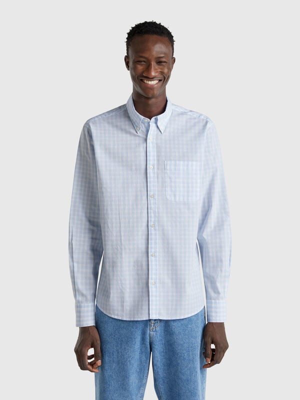 Camisa xadrez com botões Homem