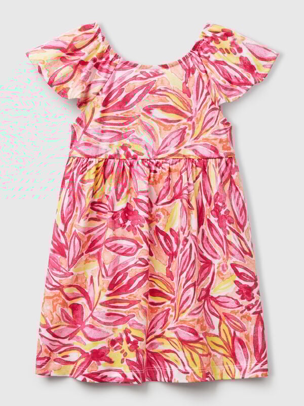 Vestido rosa com estampado tropical Menina