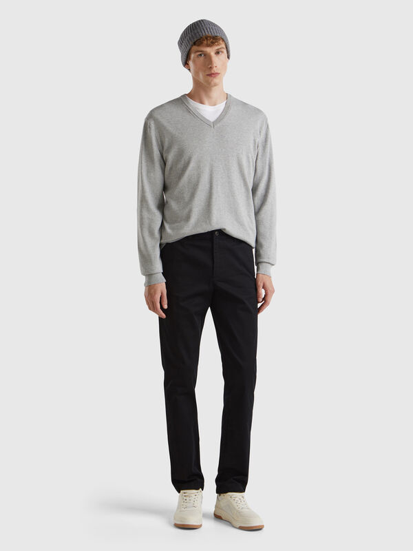 Chinos slim fit em algodão stretch Homem