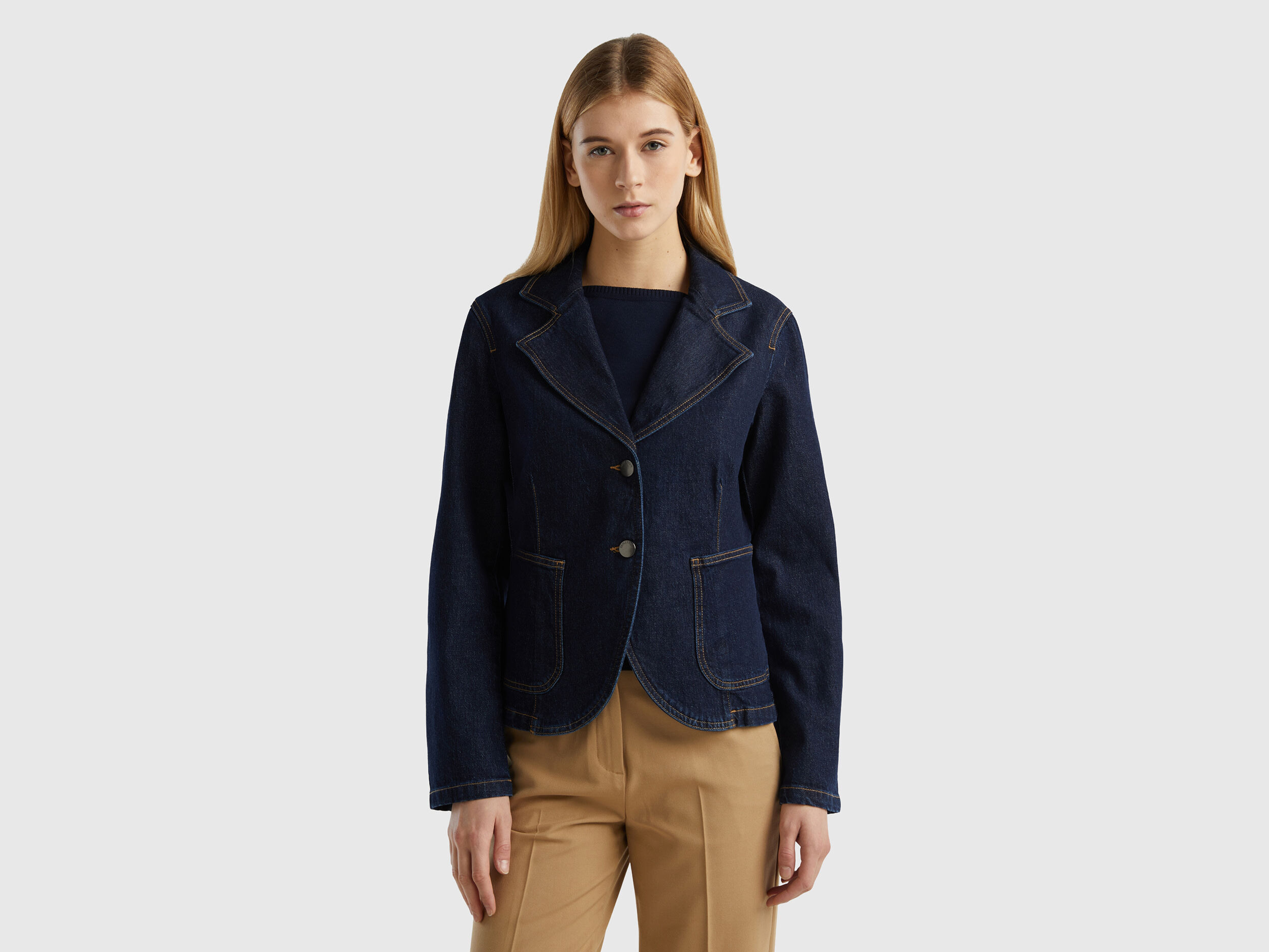 Blazer de jeans Azul Escuro Benetton